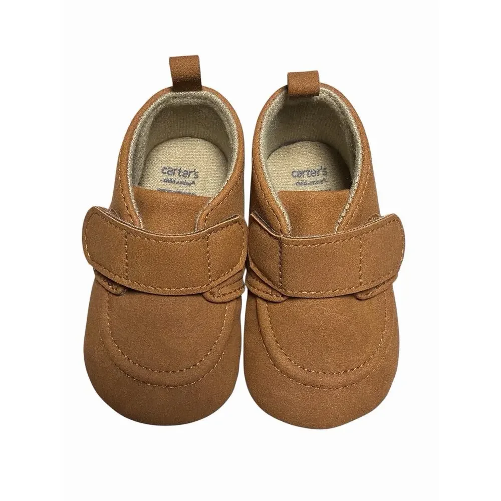 Carter's Child Of Mine Crib Shoes Baby Boys Size 3-6 Months Brown Lightweight